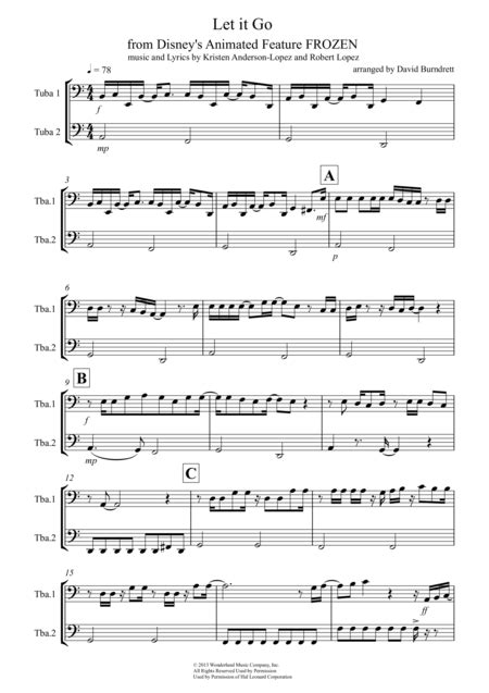 Let It Go From Frozen Arr David Burndrett By Idina Menzel Sheet Music For Tuba Solo At