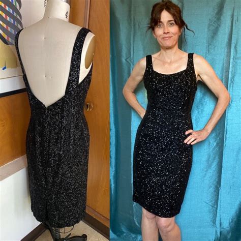 Vtg Sparkly Heavily Beaded Sequin Dress Hourglass Sleeveless Etsy