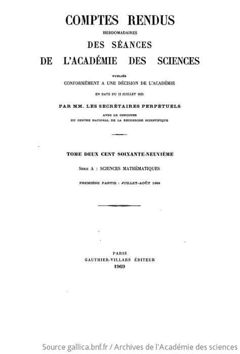 Comptes rendus hebdomadaires des séances de l Académie des sciences