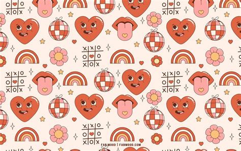 Groovy Valentine S Wallpaper With Hearts And Rainbows