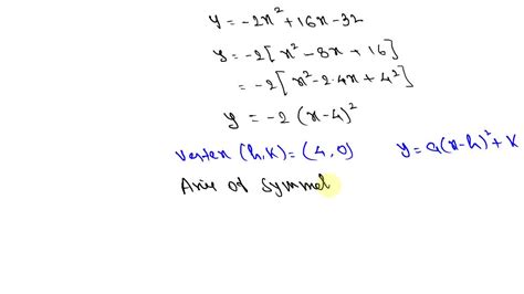 SOLVED Write Each Equation In Vertex Form Then Identify The Vertex