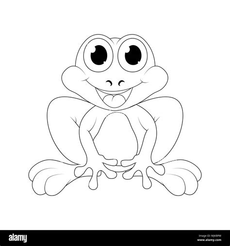 Cartoon Frog Outline Isolated On White Background Stock Vector Image