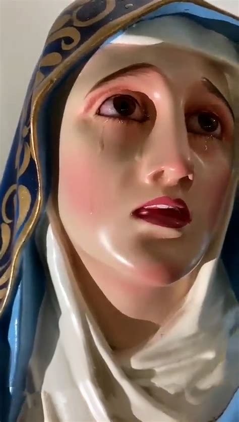 Crying Virgin Mary Statue With Tears Flowing Down Cheeks Stuns