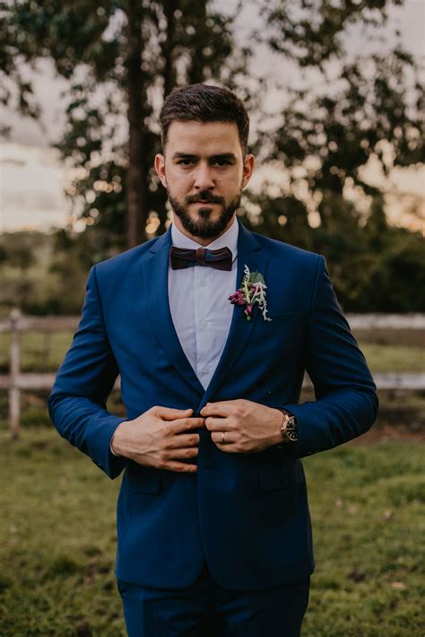 Ternoazulmedio Traje Noivo Azul Terno Azul Ternos Azuis Masculinos