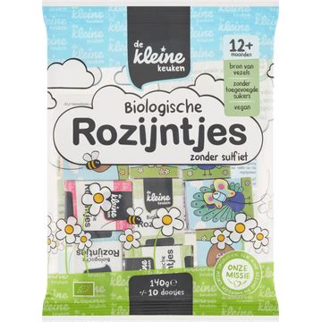 De Kleine Keuken Biologische Rozijntjes Zonder Sulfiet 12 Maanden 140g