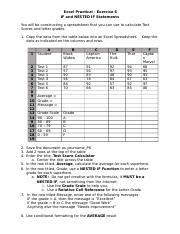 Excel P6 Docx Excel Practical Exercise 6 IF And NESTED IF