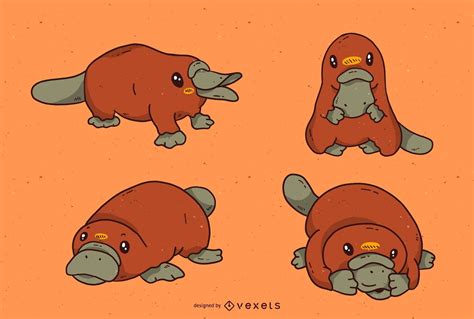 Cute Platypus Cartoon Set Vector Download