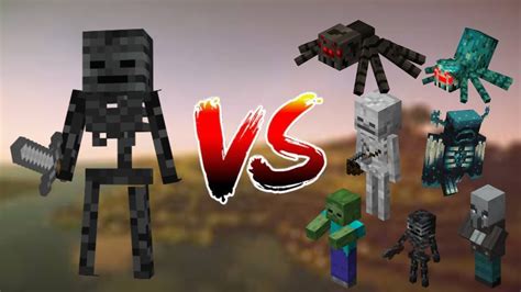 Minecraft Weither Skeliton Vs All Mobes Minecraft Mobes Fight Youtube