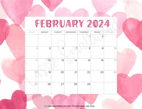 Free Cute February Calendars Rasla Ninette