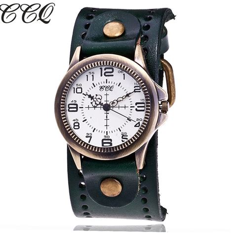 Ccq Vintage Koe Lederen Quartz Horloge Vrouwen Man Grandado