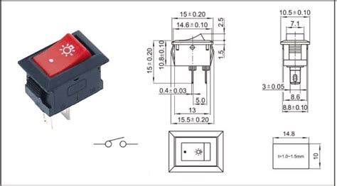 KCD11 2pins Rocker Switch 12 Volt Mini Red On Off Rocker Switches