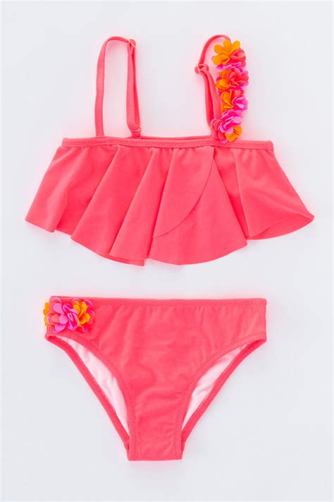 Roz Girls Rosy One Shoulder Bikini Set Girls Plw Uz Iypk Penti Romania