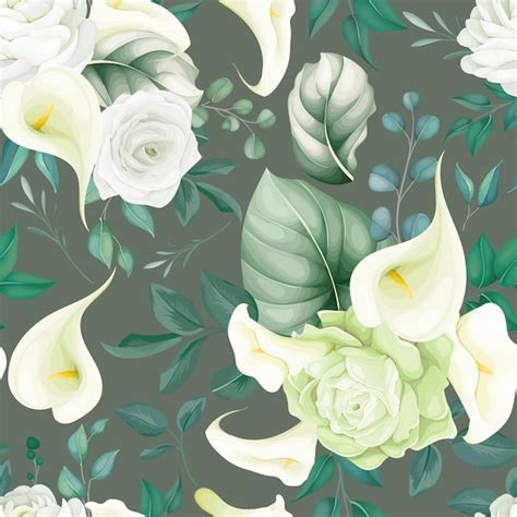 Beau Motif Floral Sans Couture Lys Blanc Et Rose Vecteur Gratuite