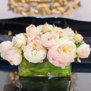 Silk Floral Arrangement Peony Flower Arrangement Light Pink Luxury Silk