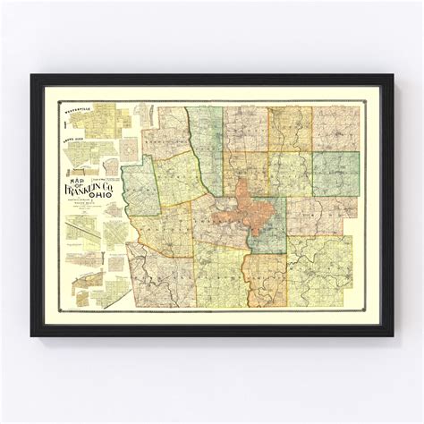 Vintage Map of Franklin County, Ohio 1895 by Ted's Vintage Art