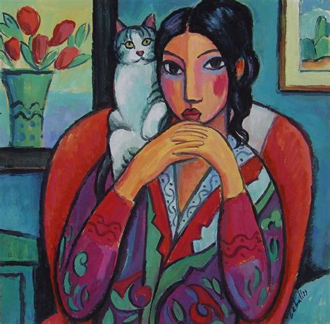 Chica Con Gato Gouache Sobre Papel X Xm Guillermo Mart