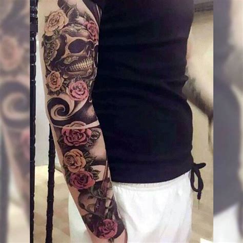 Skull And Roses Tattoo Sleeve