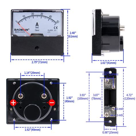 Analog Amp Panel Meter Current Ammeter Dh 670 Dc 0 50a With 75mv Shunt Baomain