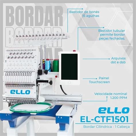 Máquina de Bordar Industrial 1 Cabeça 15 Agulhas Ello 1501 Cilindrica