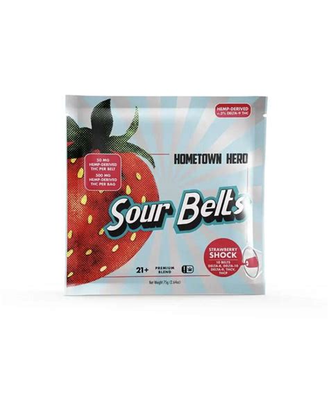 Hometown Hero Delta 9 Sour Belt Gummies 500mg 10ct Artisan Vapor