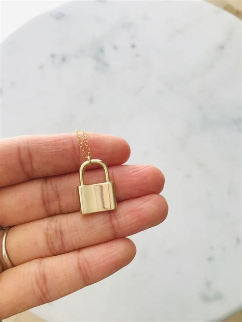 14k Gold Filled Lock Necklace Large Lock Necklace Lock Etsy