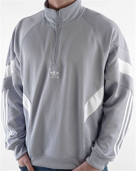 Adidas Originals Rekive 1 2 Zip Sweatshirt Silver 80s Casual Classics