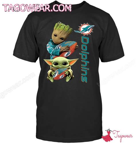 Baby Yoda And Groot Miami Dolphins Shirt Tagowear