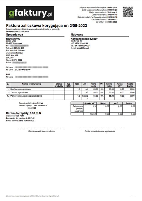 Program Do Faktur Zaliczkowych Koryguj Cych Online Afaktury