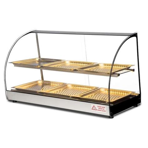 Estufa Vitrine Salgados Curva Dupla LED 6 Bandejas Inox Caliope