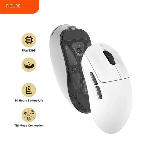 Kysona Aztec White PAW3395 Wireless Gaming Mouse Ultra Light 6 Buttons