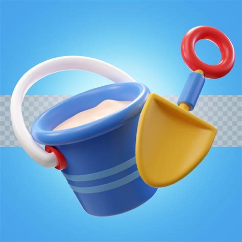 Premium Psd 3d Illustration Sand Bucket And Shovel