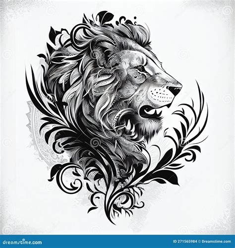 Lion Tattoo Ink Design Royalty Free Illustration