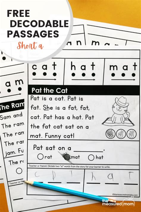 Free Decodable Passages For Short A Cvc Words The Measured Mom