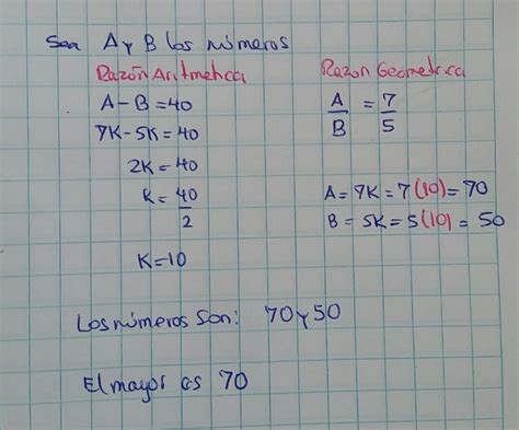 La Razon Aritmetica Y Geometrica De 40y 120 Brainly Lat