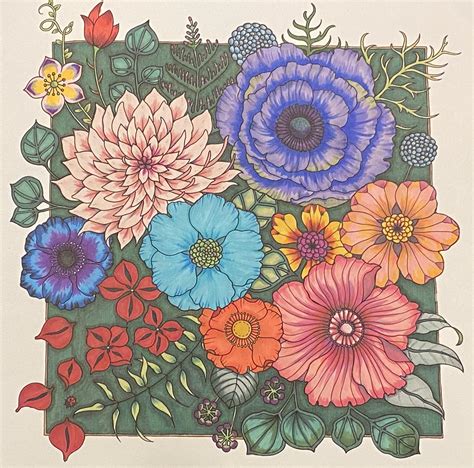 Finished Page From World Of Flowers By Johanna Basford R Coloring