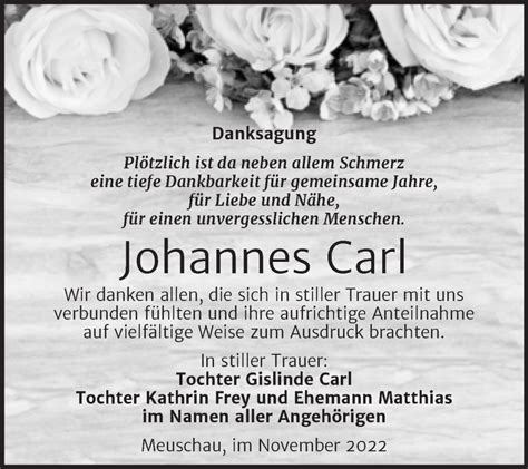 Traueranzeigen Von Johannes Carl Abschied Nehmen De