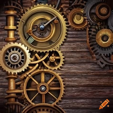 Seamless Steampunk Background With Gauges Pipes And Gears