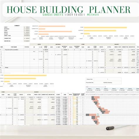 House Building Planner Construction Budget Template Etsy