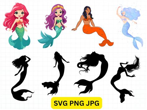 Mermaid Svg Cute Mermaid Svg Mermaid Svg For Tumblers Shells Sea