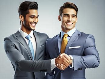 Two Men In Suits Shaking Hands With Each Other Image Design Id