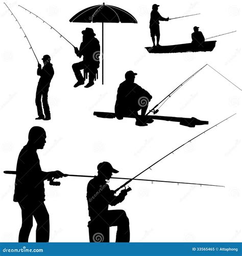 Fishing Man Silhouette Vector Stock Vector Illustration Of Bait Line