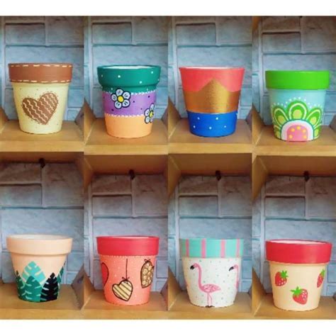 jual pot bunga pot tanaman mini pot bunga hias claypot lukis cm vas