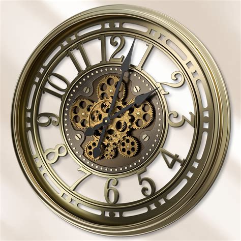 Toktekk Inch Large Wall Clock With Real Moving Gears Battery