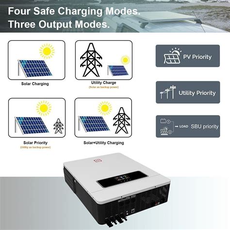 10 2KW AC230V On Off Grid Solar Hybrid Inverter DC48V PV Max 500V Built