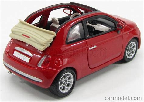 BURAGO BU22117R Scale 1 24 FIAT NUOVA 500C CABRIOLET 2009 RED