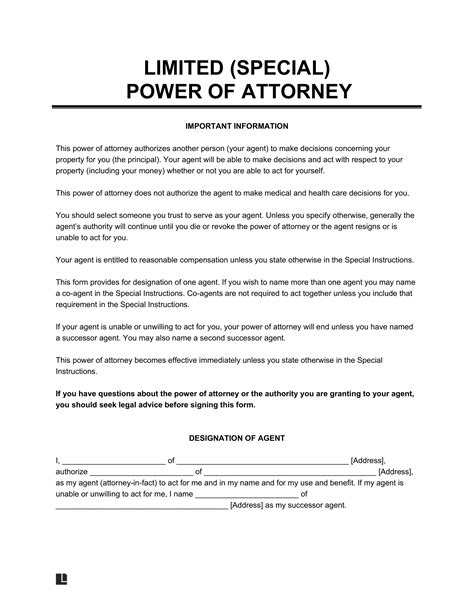 Special Power Of Attorney Authorization Letter Sle Infoupdate Org