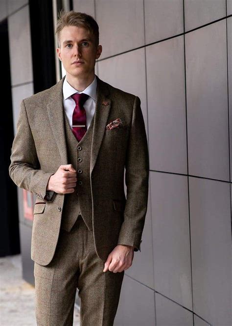 Cavani Cavani Gaston Sage Green Three Piece Check Slim Fit Tweed Suit