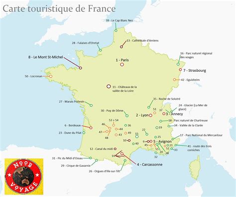 Carte de France touristique détaillée | Noobvoyage.fr