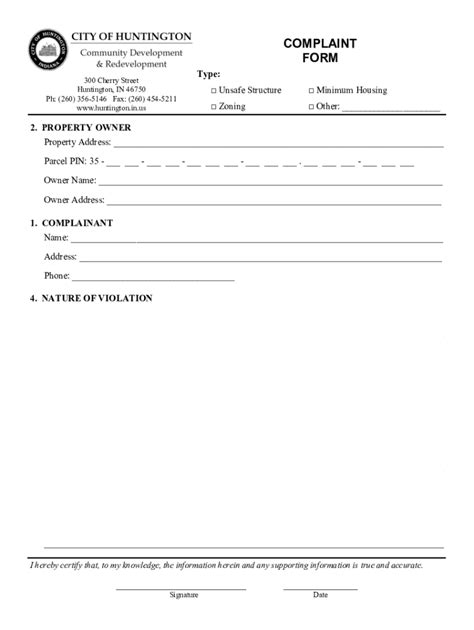 Fillable Online Unsafe Zoning Complaint Form Fax Email Print PdfFiller