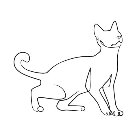 Dibujo de línea continua de lindo gato dibujo de una línea de gato